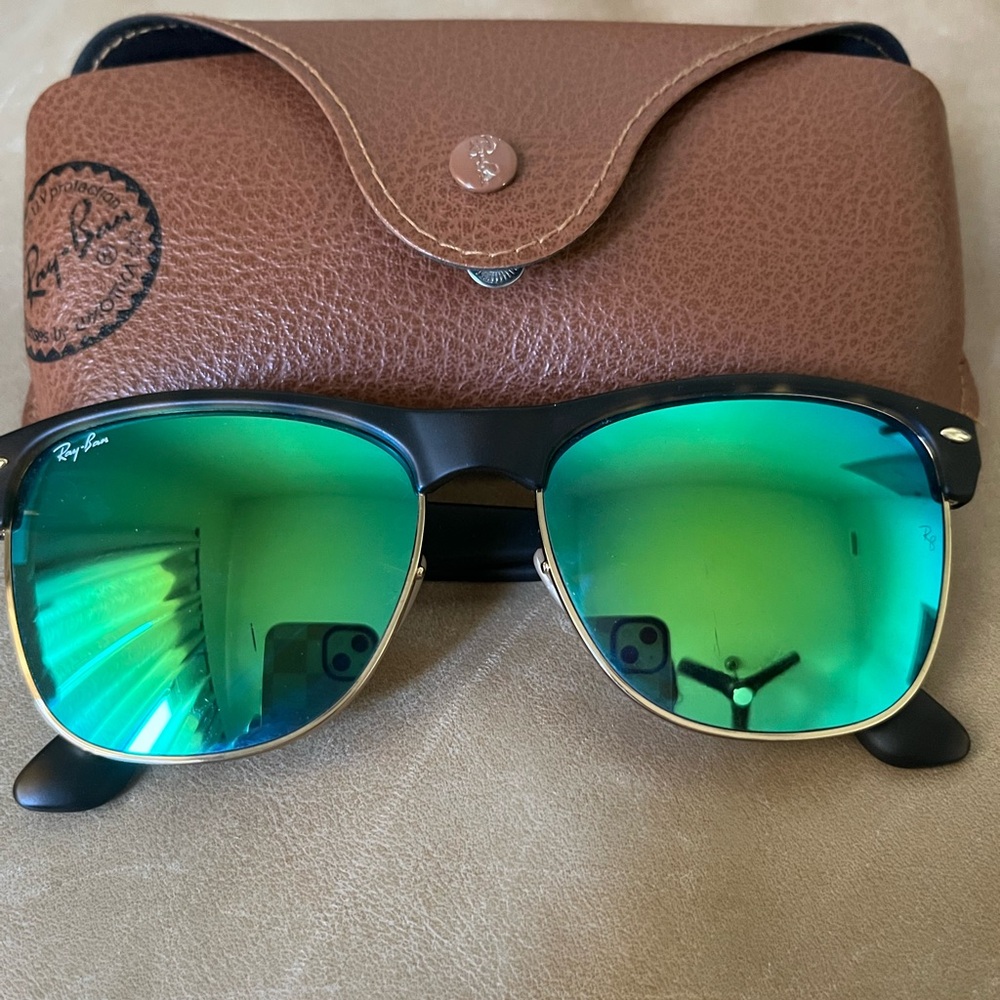 Ray-Ban clubmaster oversized tortoise and blue/green lenses